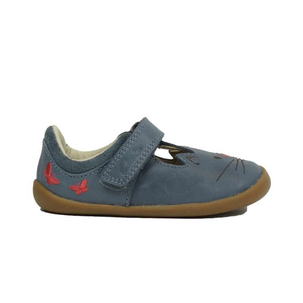 (4 (Children's)) Roamer Ears Toddler | Denim Blue Leather | Childrens T-Bar First Shoes