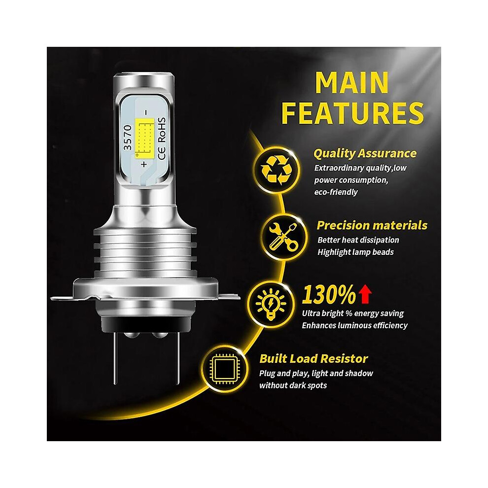 H7 Led Canbus Headlight H7 Led Lo Beam Bulbs 6000K Ip 68 Csp 3570 Led Chips 9033322788623