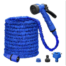 (Blue, 200ft) 200FT HEAVY DUTY EXPANDABLE GARDEN HOSE FLEXIBLE PIPE 7 PATTERN SPRAY GUN WATER