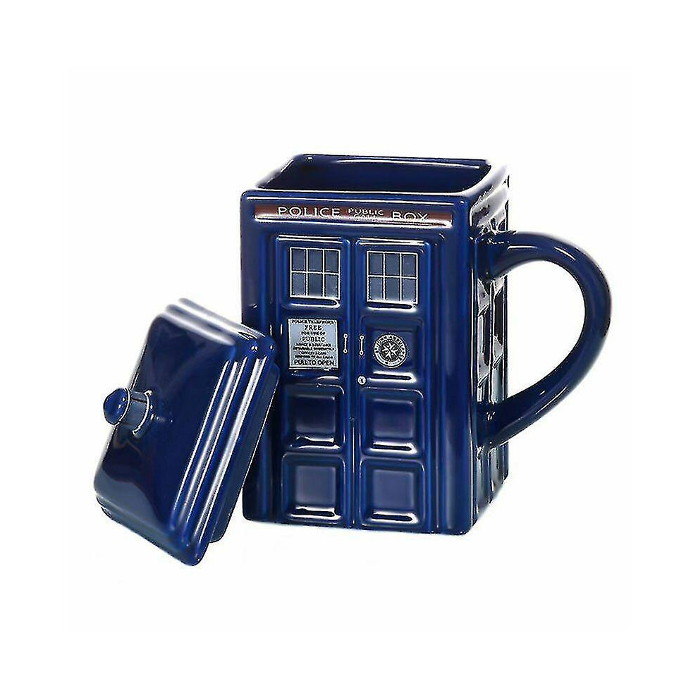 Doctor Who Tardis Mug Coffee Tea Cup Police Box Ceramic Mug With Lid Cover Birthday Gift  B