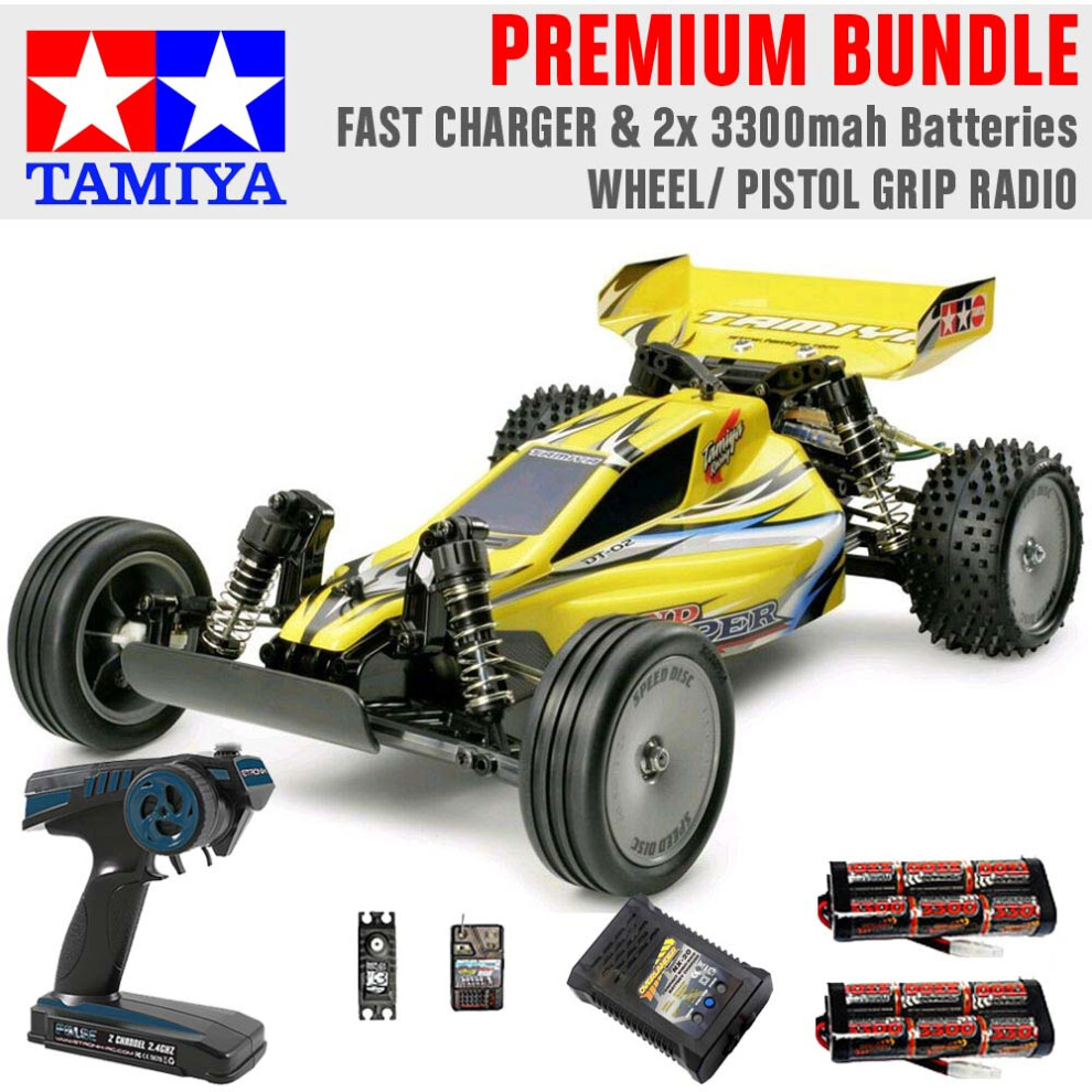 TAMIYA RC 58374 Sand Viper DT-02 Tuned 2WD 1:10 Premium Wheel Radio Bundle