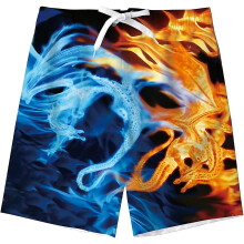 (Colorful7, 9-10 Years Plus) Boys Swimming Trunks Kids Summer 3d Print Swim Shorts Funky Uv Protection Quick Dry Loose Beach Shorts With Pockets 7-14 Years Raoliang