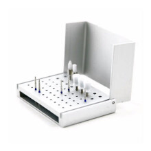 (Silver) 1 Pc 58 Holes Dental Bur Holder Stand Autoclave Disinfection Box Case -