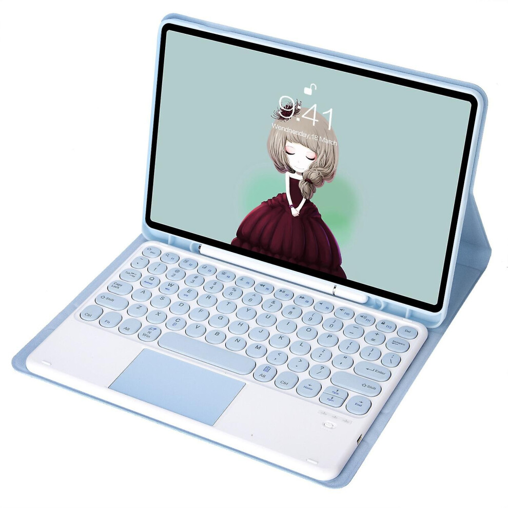 For iPad Air (2020)/(2022) Round Keys Wireless Bluetooth Keyboard with TouchPad,Skin Touch Shockproo