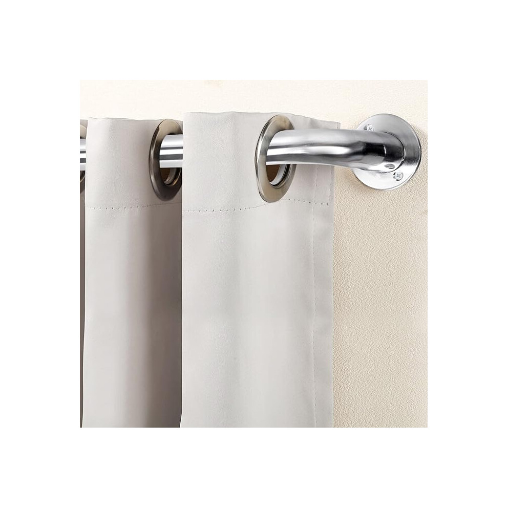 (Blackout Chrome, 70-120 cm (28" - 48" In).) Extendable Metal Curtain Poles Curtain Rods & Hold Backs Pair with Rings Finials & Rod Fittings-image-OPC-PDSZR92-NEW