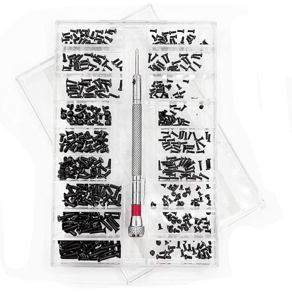 Sunrain 500Pcs Micro Tiny Repair Screw Kit, With Screwdriver, Small Stainless Steel Screw Assortment Kit, 18 Sizes, For Glasses, Laptop, Jewelry 9158807315993