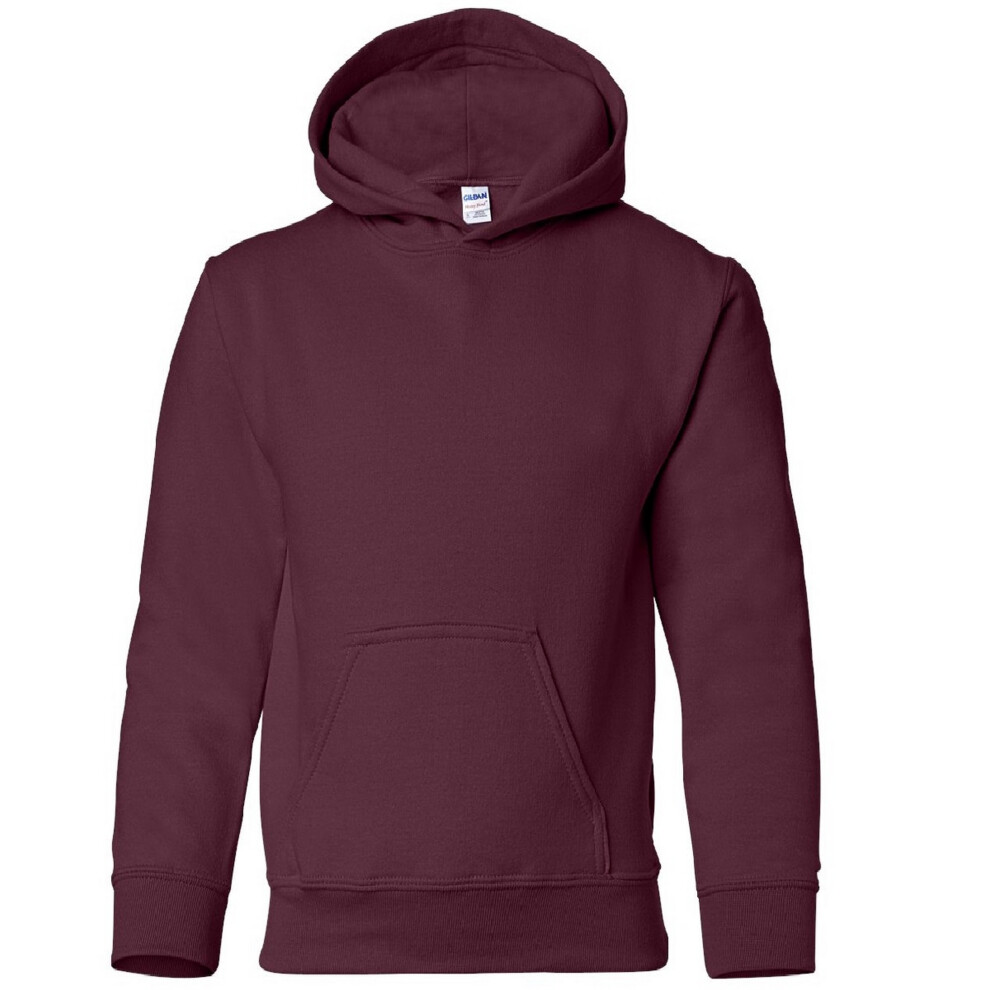 (XL, Maroon) Gildan Heavy Blend Childrens Unisex Hooded Sweatshirt Top / Hoodie