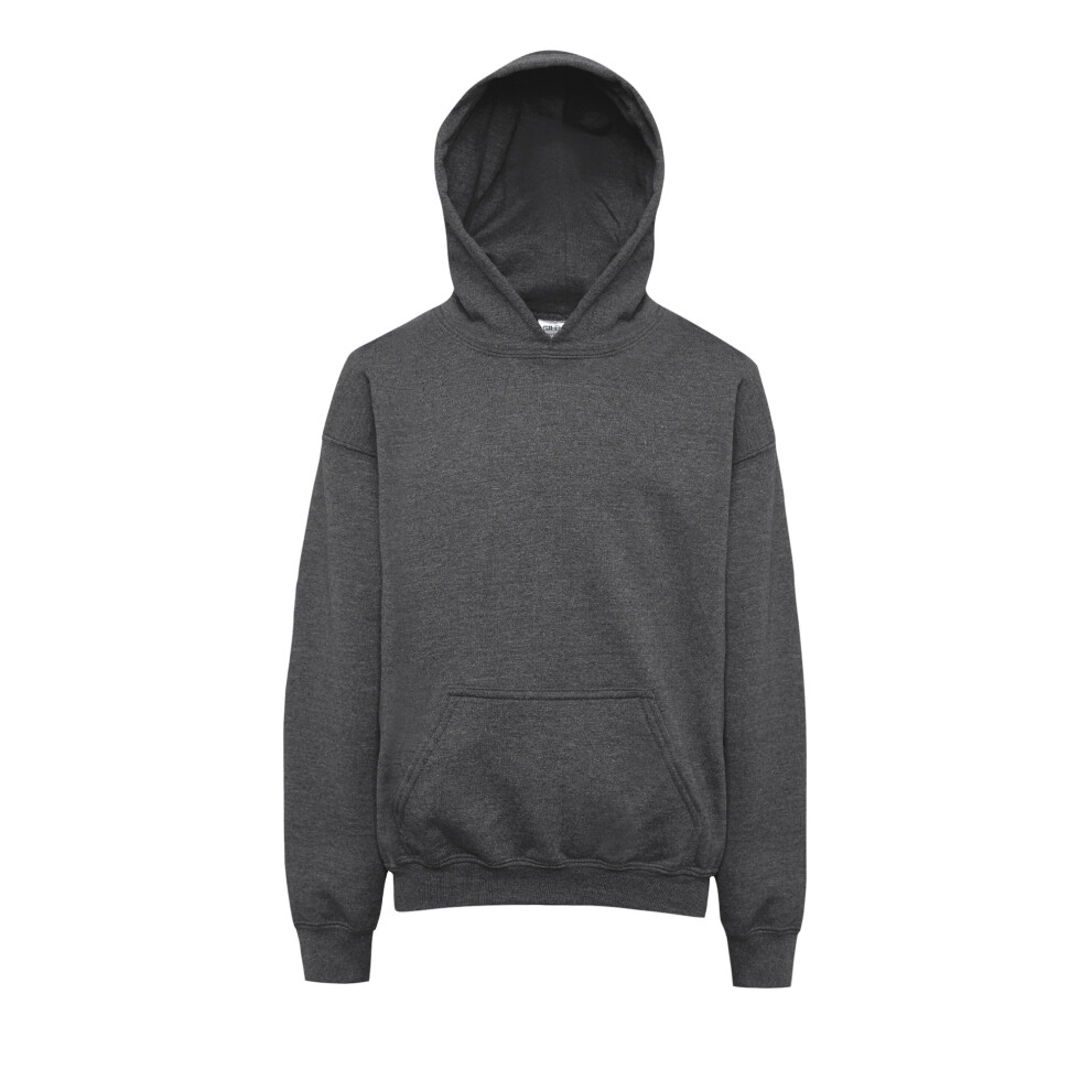 (XS, Dark Heather) Gildan Heavy Blend Childrens Unisex Hooded Sweatshirt Top / Hoodie