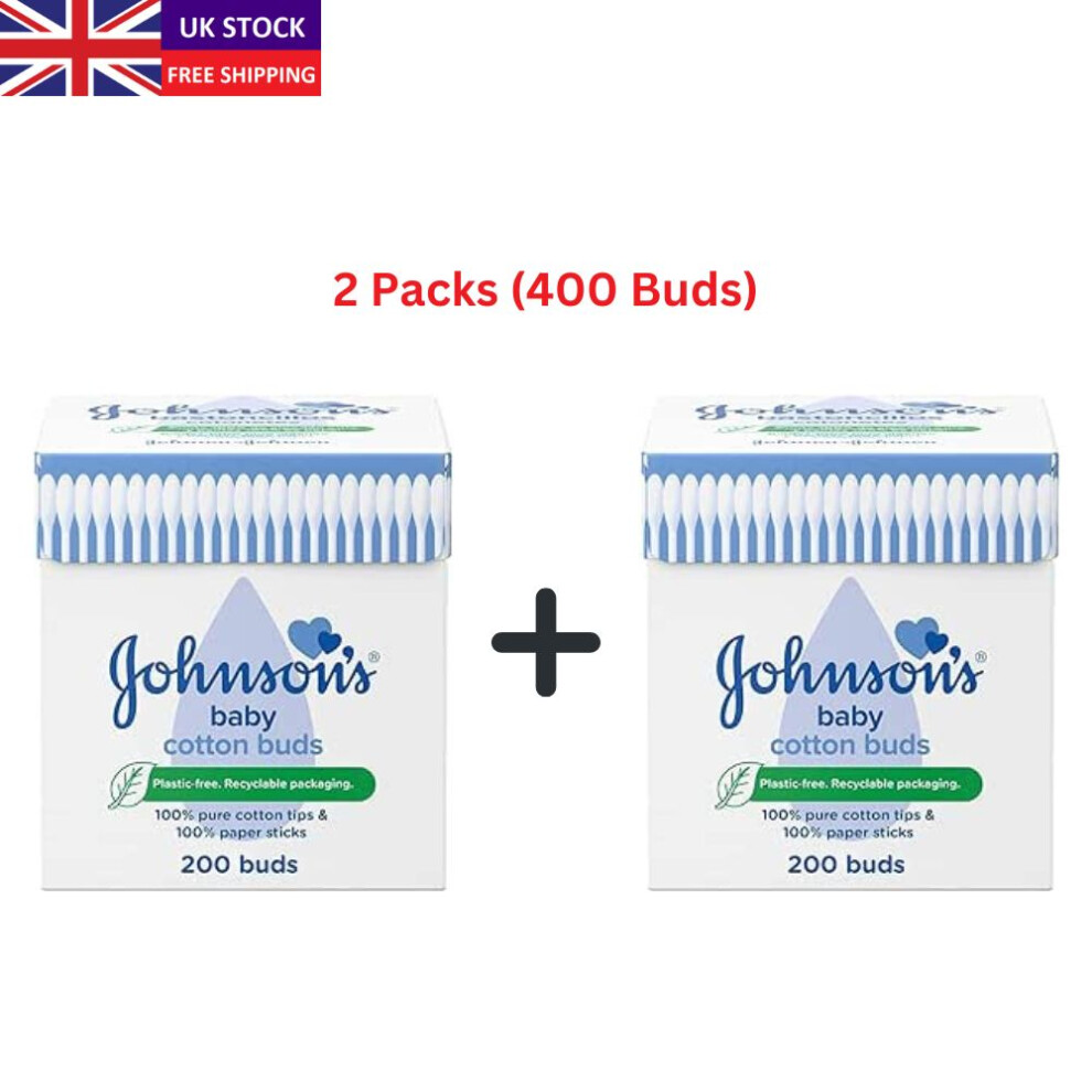 (2 Packs (400 Buds)) Johnson's Baby Cotton Buds 100% Cotton