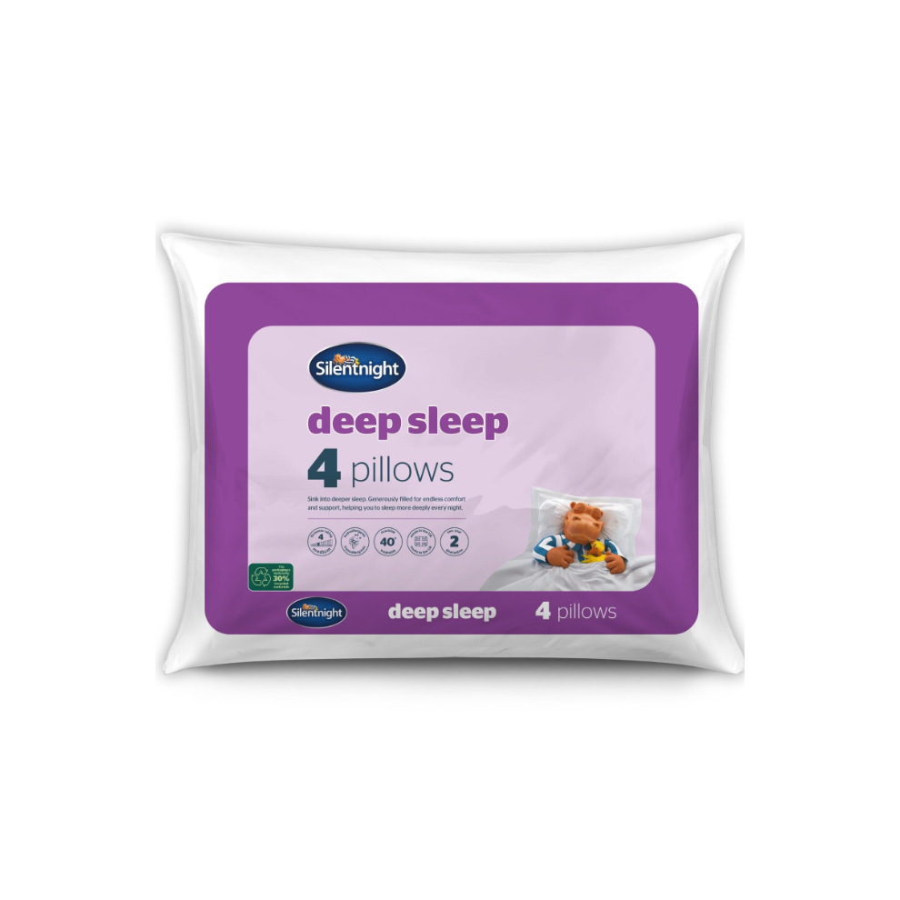 Silentnight Deep Sleep Pillows 4 Pack Soft Medium Support Hotel Bed Deluxe Sleep