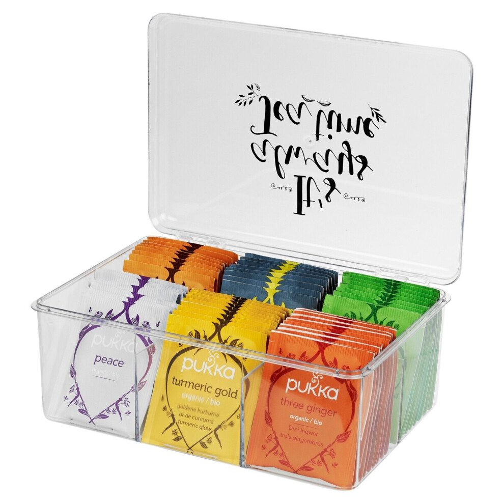 6 Section Plastic Tea Bag Box Rack Organiser Multi Storage Container
