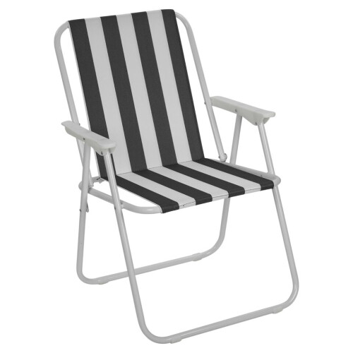 URBN Living (2, Black & White Stripe) Garden Patio Metal Folding Spring Deck Chairs 2