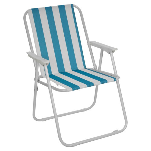 URBN Living (2, White & Blue Stripe) Garden Patio Metal Folding Spring Deck Chairs 2