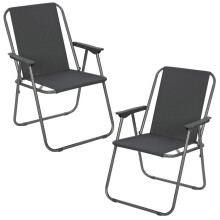 (2, Grey) Garden Patio Metal Folding Spring Deck Chairs