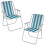 URBN Living (2, White & Blue Stripe) Garden Patio Metal Folding Spring Deck Chairs 1