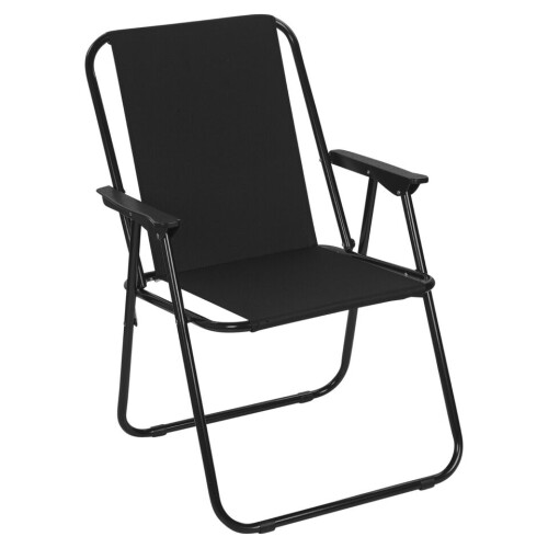 URBN Living (4, Black) Garden Patio Metal Folding Spring Deck Chairs 2