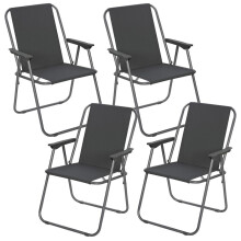 (4, Grey) Garden Patio Metal Folding Spring Deck Chairs