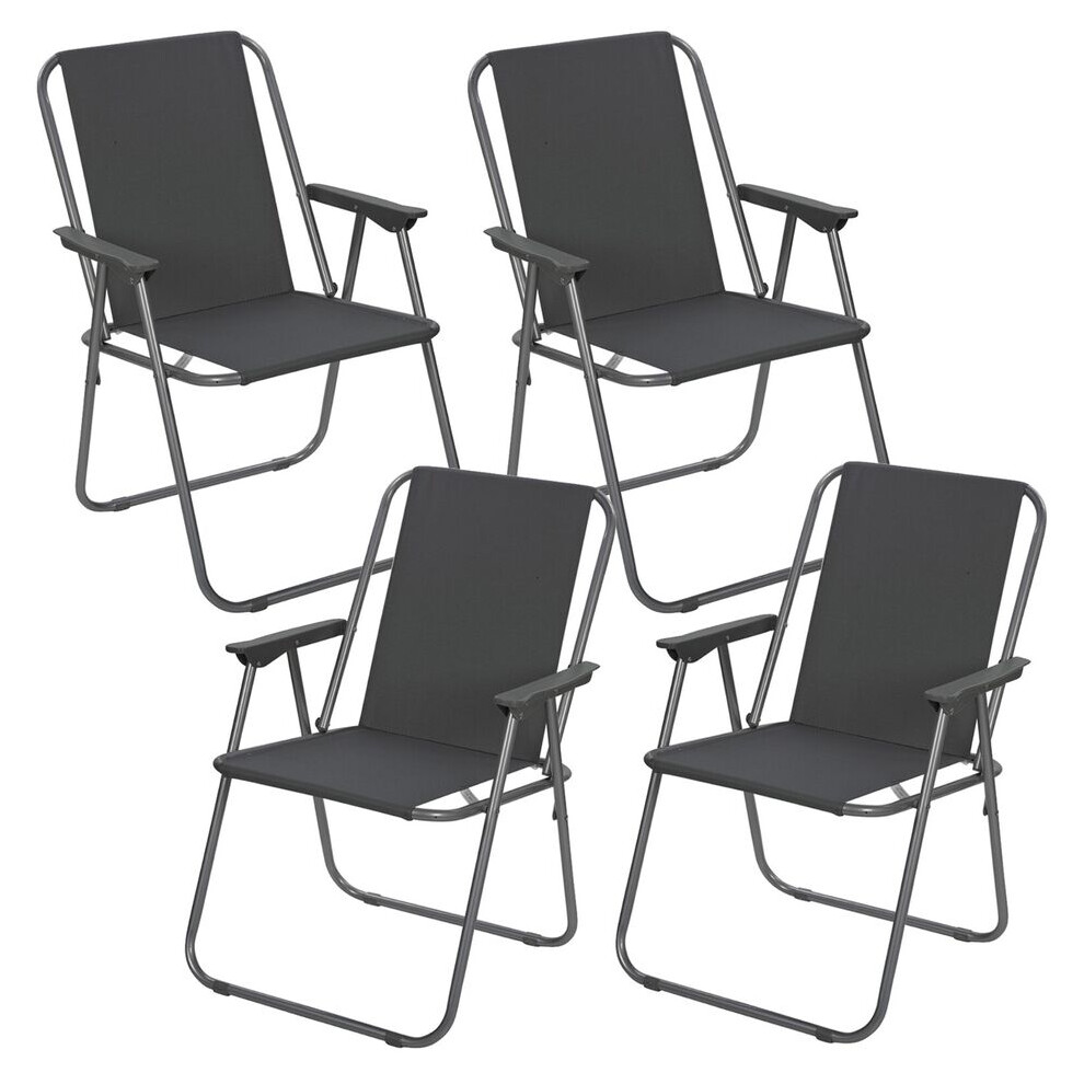 Urbn Living (4, ) Garden Patio Metal Folding Spring Deck Chairs Grey