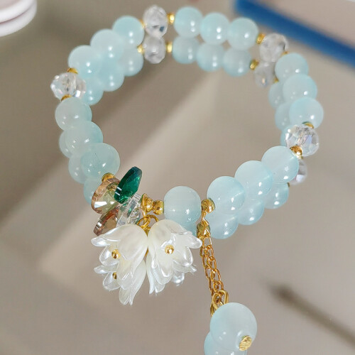 Light blue convallaria bracelet Trinket flower bracelet