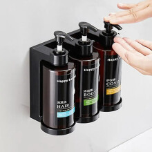 (triple brown) Hotel 300ml Wall Mount Shampoo Conditioner And Shower Shampoo Bottle Dispenser With Key Lock