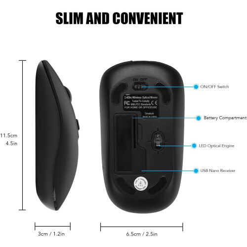 Wireless Mouse,2.4G Slim Portable Wireless Mouse 2