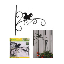 (Squirrel (Without Leaf)) Hanging Basket Wall Brackets Animal Shape Garden Plant Hanger Wall Metal Black