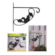 (Squirrel (With Leaf)) Hanging Basket Wall Brackets Animal Shape Garden Plant Hanger Wall Metal Black