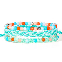 Green hand woven wax string bracelet trinket