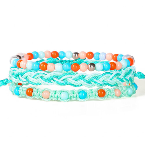 Green hand woven wax string bracelet trinket