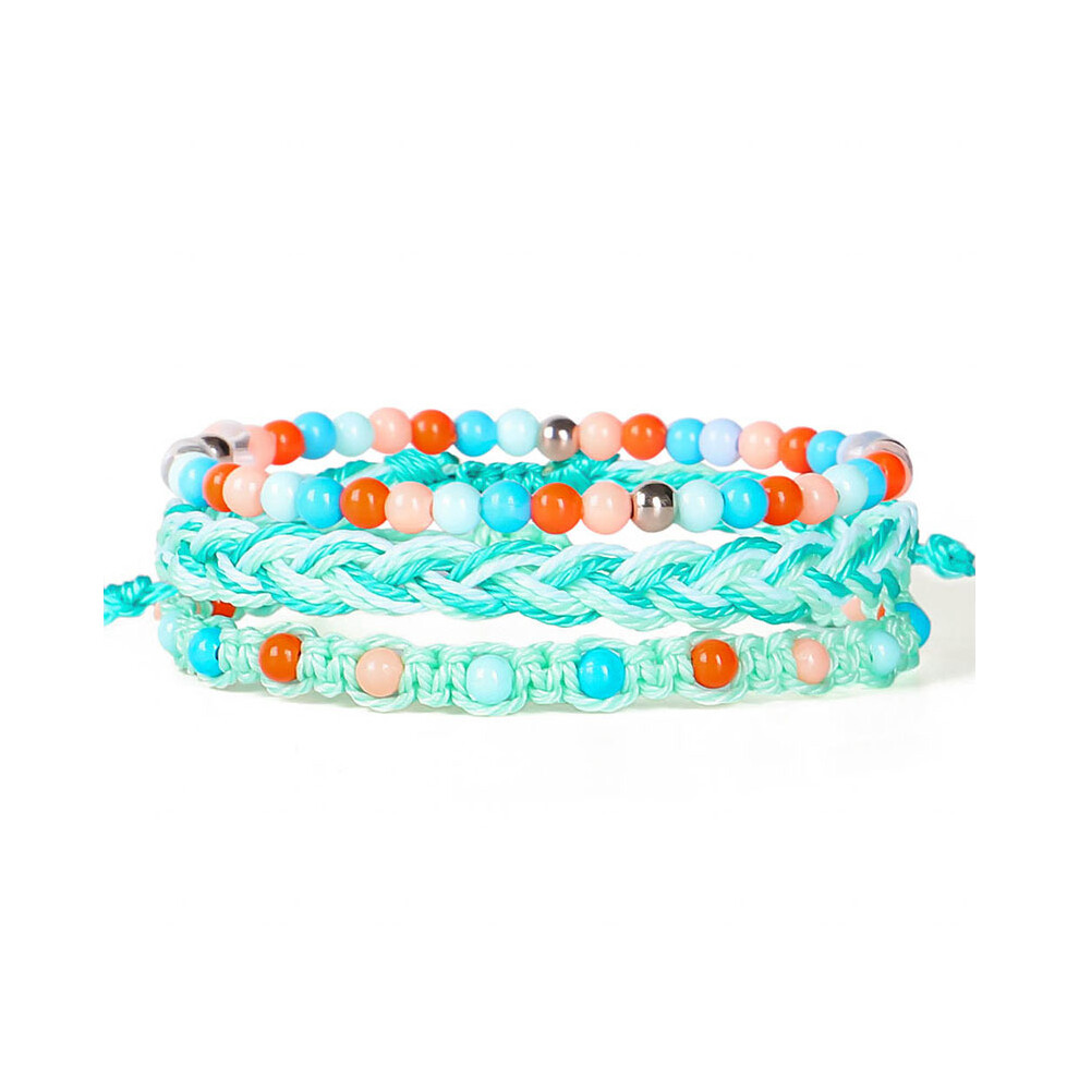 Green hand woven wax string bracelet trinket