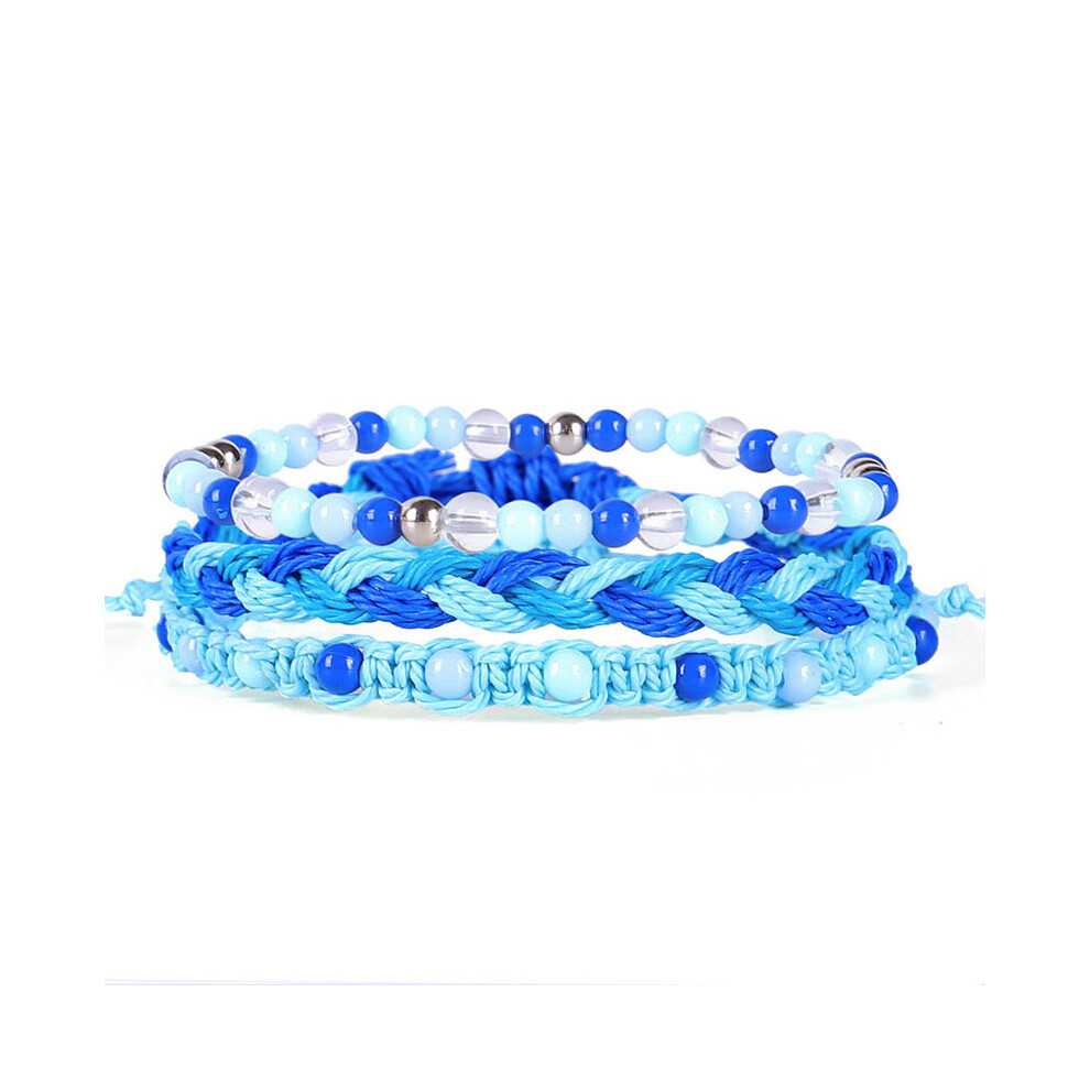 Blue hand woven wax string bracelet trinket