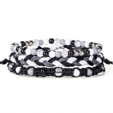 Black hand woven wax string bracelet trinket