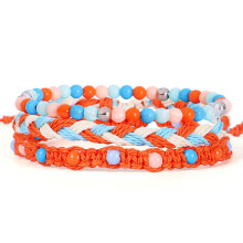 Orange hand woven wax string bracelet trinket