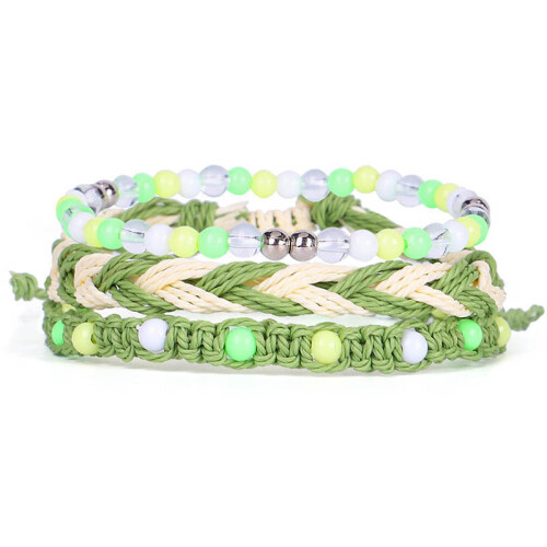 Green hand woven wax string bracelet trinket