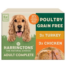 Harringtons Complete Wet Tray Grain Free Hypoallergenic Adult Dog Food Poultry Pack 6x400g - Turkey & Chicken - Made with All Natural Ingredients