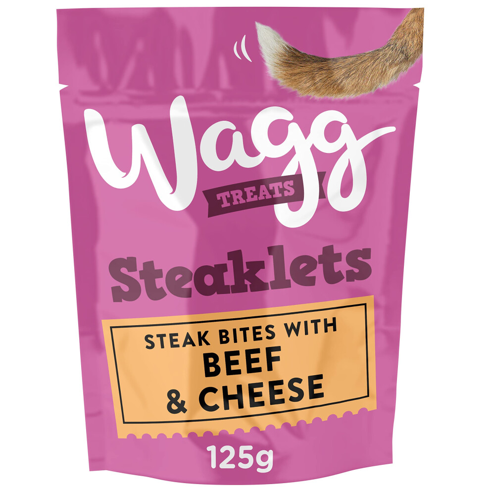 Wagg Steaklets Steak Bites Beef & Cheese Dog Treats 125g (Pack of 7) - Oven Baked