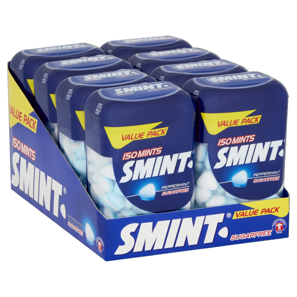 Smint Sugar Free Mints - 150 XL Peppermint Mints (Pack Of 8 Bottles)