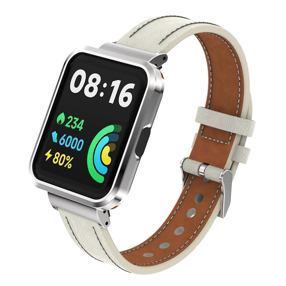(Warm White Silver Case) Leather Watch Band For Xiaomi Mi Watch Lite / Redmi Watch For Xiaomi Mi Watch Lite / Redmi Watch White,Silver 9158807338541