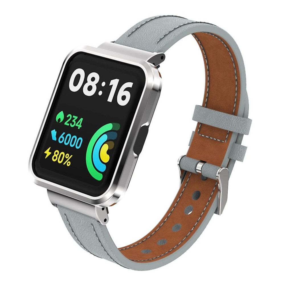 (Light Gray) Leather Watch Band For Xiaomi Mi Watch Lite / Mi Watch For Xiaomi Mi Watch Lite / Mi Watch Red 9158807338572