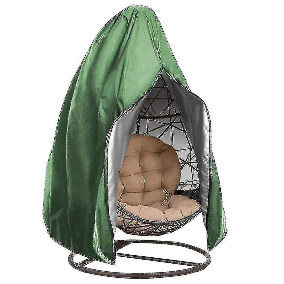 (Green) Zipper Waterproof Hanging Swing Egg Chair Cover Garden Patio Outdoor_f