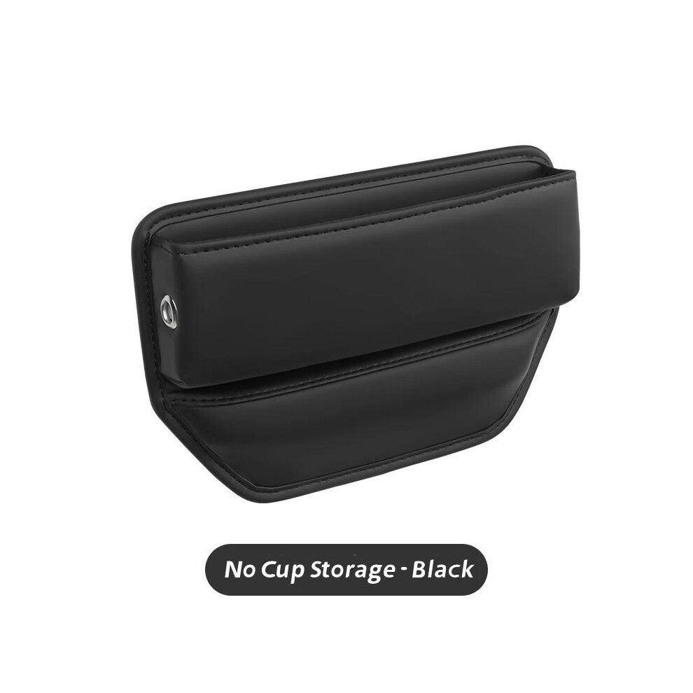 (Basic-Black) Leather Car Seat Gap Organizer Multifunction Console Crevice Filler Side Storage Box with Cup Holder Car Interior Storage Pocket