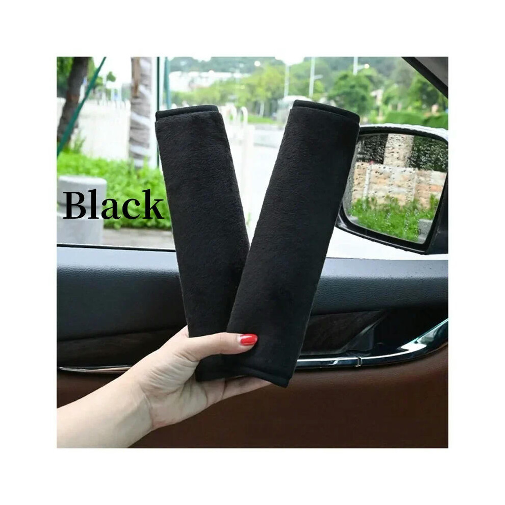 (1Pcs Black) Comfortable seat belt cover Auto accessories Auto interior shoulder protector soft plush