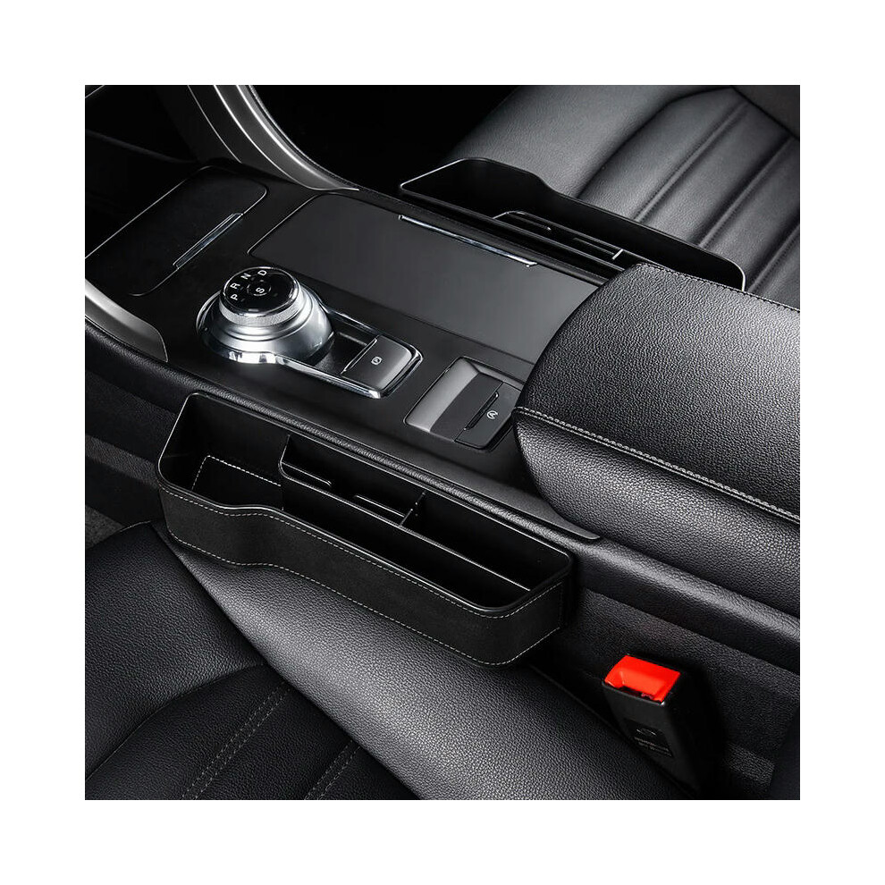 (Leather Black LandR) Car Storage Box Interior Decoration Products Car Seat Gap Filler Storage Box