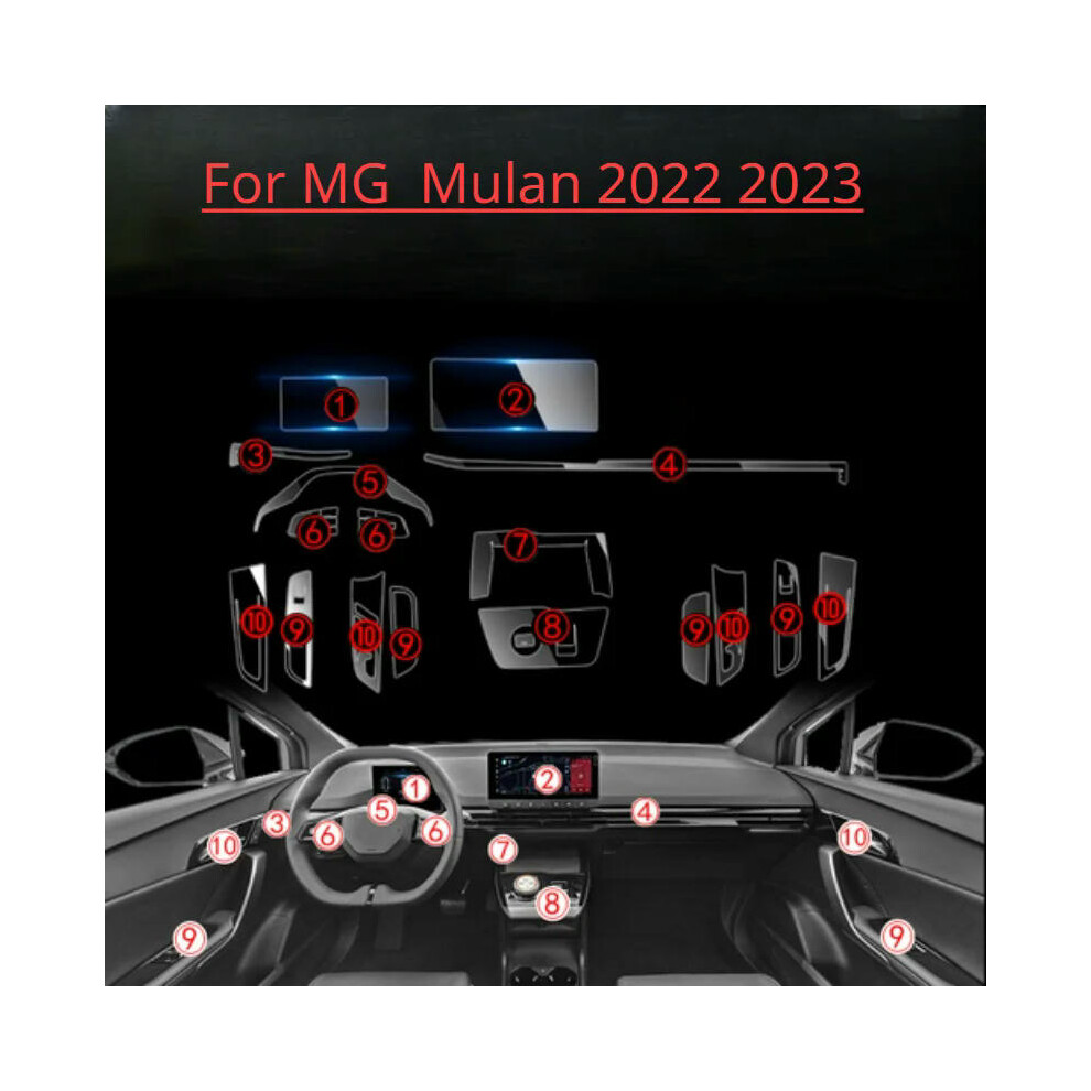 (Mulan  MG4-1) Car Interior Dashboard Navigation Automotive Interior Screen Protective Film TPU Anti-Scratch Sticker For MG Mulan MG4 2022 2023