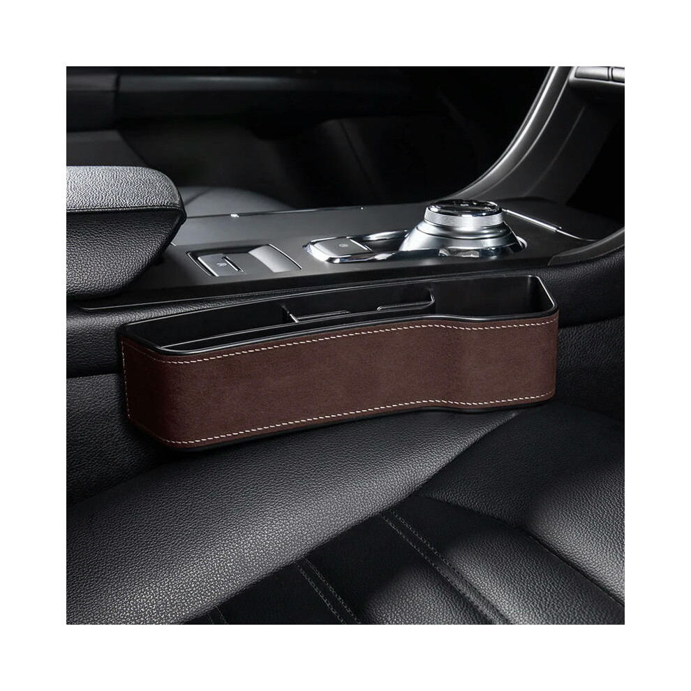 (Leather Brown R) Car Storage Box Interior Decoration Products Car Seat Gap Filler Storage Box