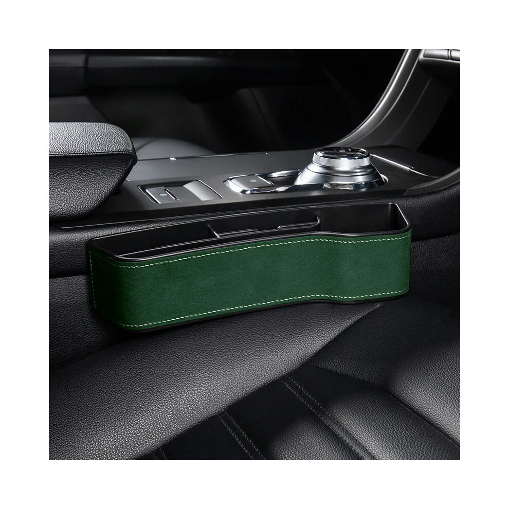 (Suede Green R) Car Storage Box Interior Decoration Products Car Seat Gap Filler Storage Box