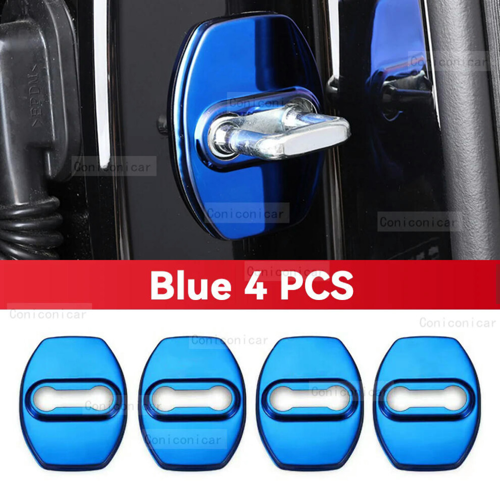 (Blue 4PCS, without logo) For CHERY ARRIZO 8 2022-2024 Auto Car Door Lock Buckle Cover Latch Anti Rust Protect Stainless Steel Accessories Decoration