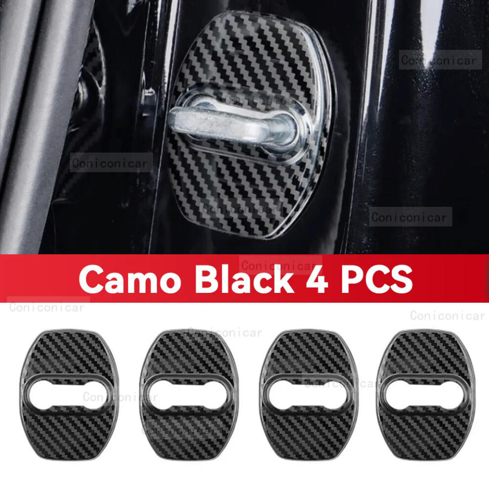 (Camo Black 4PCS, without logo) For CHERY ARRIZO 8 2022-2024 Auto Car Door Lock Buckle Cover Latch Anti Rust Protect Stainless Steel Accessories Decor