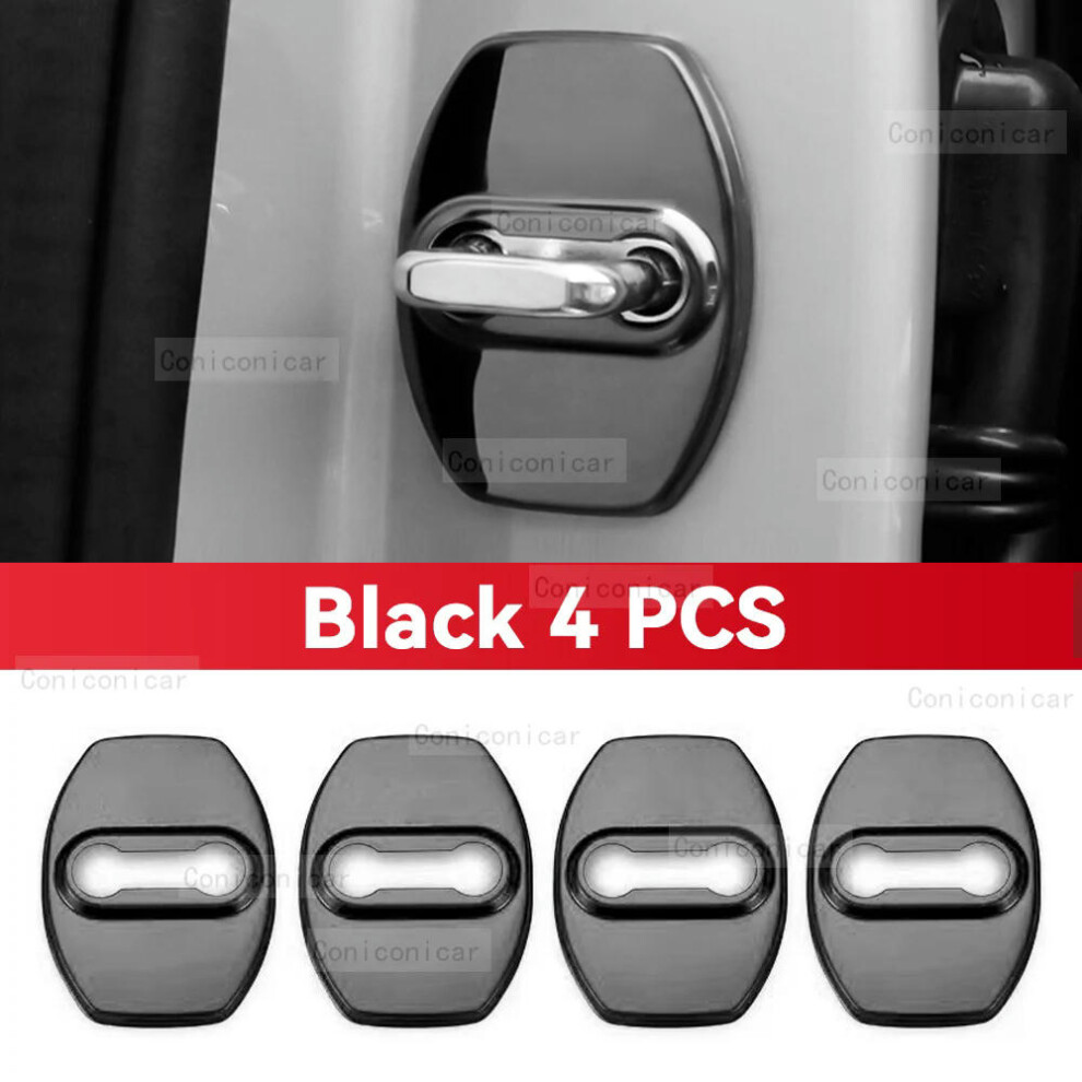 (Black 4PCS, without logo) For CHERY ARRIZO 8 2022-2024 Auto Car Door Lock Buckle Cover Latch Anti Rust Protect Stainless Steel Accessories Decoration