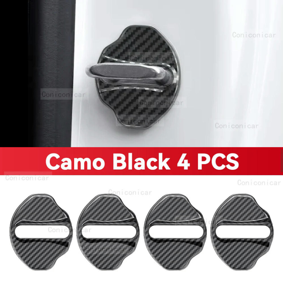 (Camo Black 4PCS, with logo) For BMW 5 SERIES 2023 2024 Auto Car Door Lock Buckle Cover Anti Rust Protect Stainless Steel Accessories Decoration